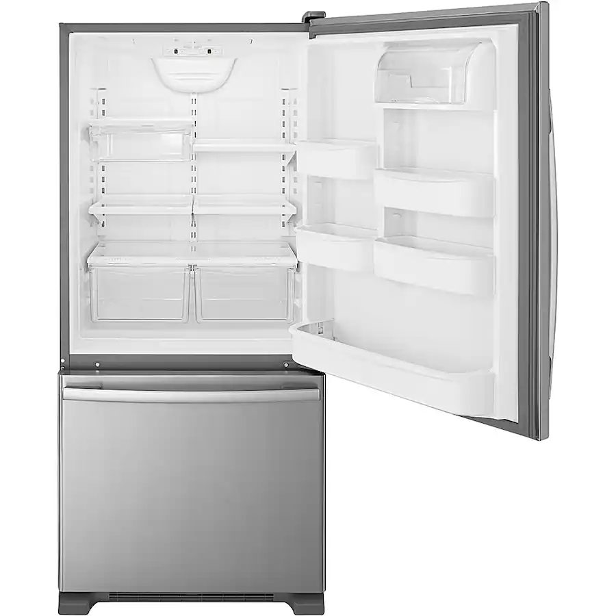 Pull Out Freezer Amana 18 Cu. Ft. Bottom Freezer Refrigerator with EasyFreezer Pull Out ...