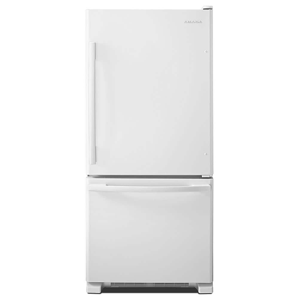 Front. Amana - 18 Cu. Ft. Bottom-Freezer Refrigerator with EasyFreezer Pull-Out Drawer - White.