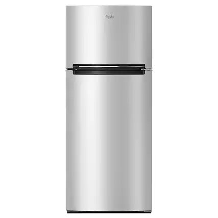 Front. Whirlpool - 17.7 Cu. Ft. Top-Freezer Refrigerator - Monochromatic Stainless Steel.