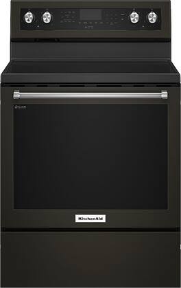 KitchenAid - 6.4 Cu. Ft. Self-Cleaning Freestanding Electric Convection Range - Black Stainless Steel