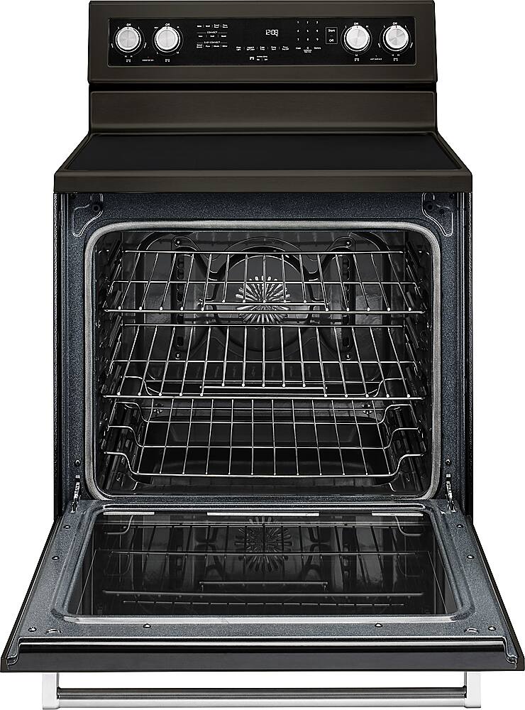 Alt View 11. KitchenAid - 6.4 Cu. Ft. Self-Cleaning Freestanding Electric Convection Range - Black Stainless Steel with Printshield Finish.