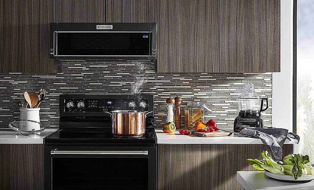 Alt View 21. KitchenAid - 6.4 Cu. Ft. Self-Cleaning Freestanding Electric Convection Range - Black Stainless Steel with Printshield Finish.