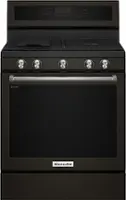 KitchenAid - 5.8 Cu. Ft. Self-Cleaning Freestanding Gas True Convection Range with Even-Heat - Black Stainless Steel - Front_Zoom