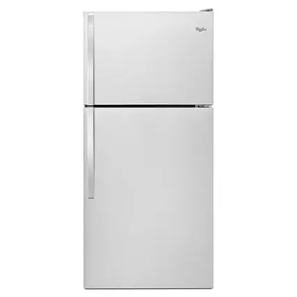 Front. Whirlpool - 18.2 Cu. Ft. Top-Freezer Refrigerator - Monochromatic Stainless Steel.
