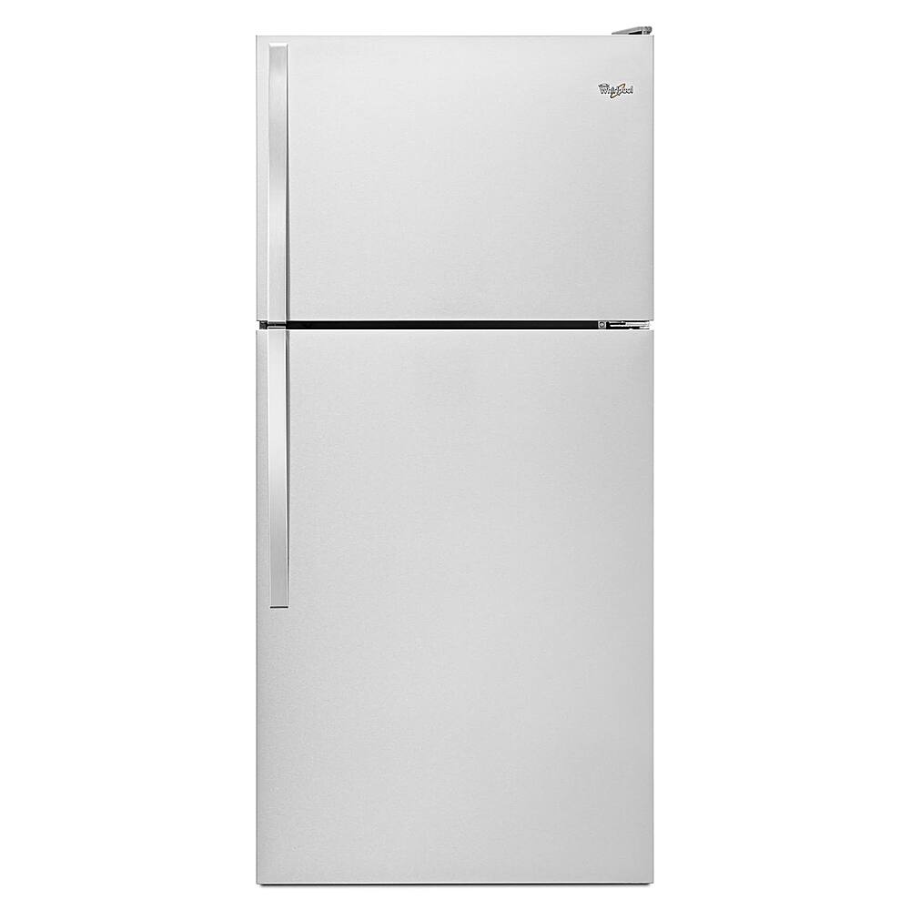 Front. Whirlpool - 18.2 Cu. Ft. Top-Freezer Refrigerator - Monochromatic Stainless Steel.