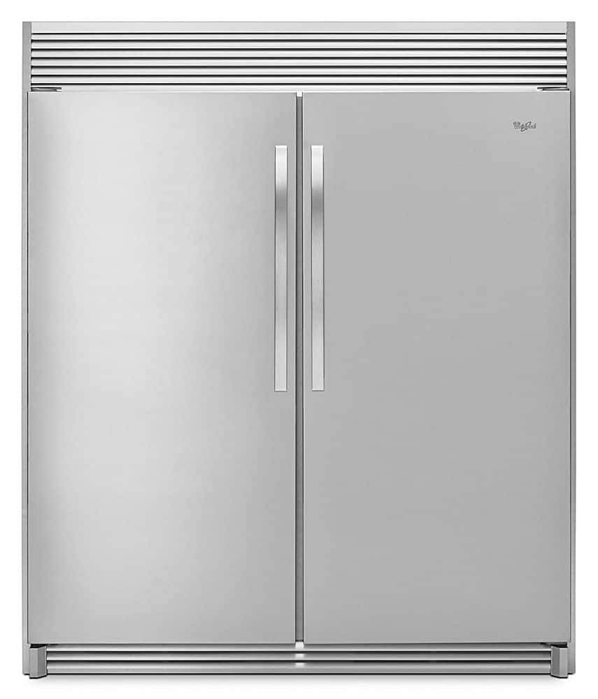 Front. Whirlpool - SideKicks 17.7 Cu. Ft. Frost-Free Upright Freezer - Monochromatic Stainless Steel.