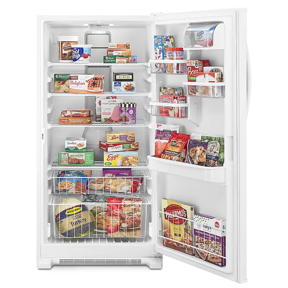 Left. Whirlpool - 19.6 Cu. Ft. Frost-Free Upright Freezer - White.