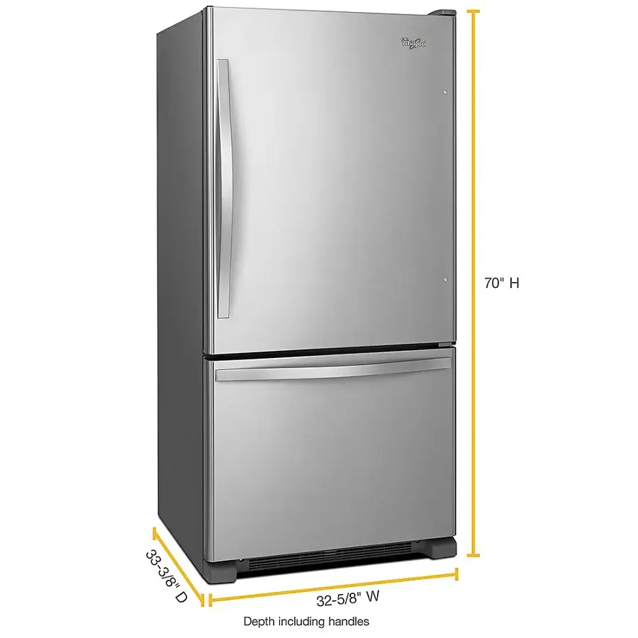 Alt View 3. Whirlpool - 21.9 Cu. Ft. Bottom-Freezer Refrigerator - Stainless steel.