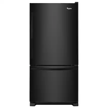 Front. Whirlpool - 18.7 Cu. Ft. Bottom-Freezer Refrigerator with Spillguard Glass Shelves - Black.