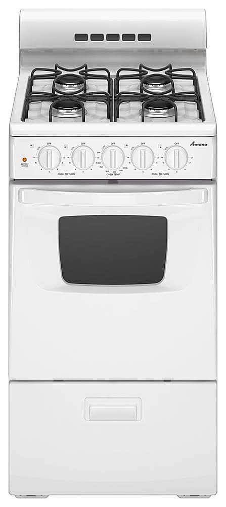 Front. Amana - 20" 2.6 Cu. Ft. Freestanding Gas Range - White.