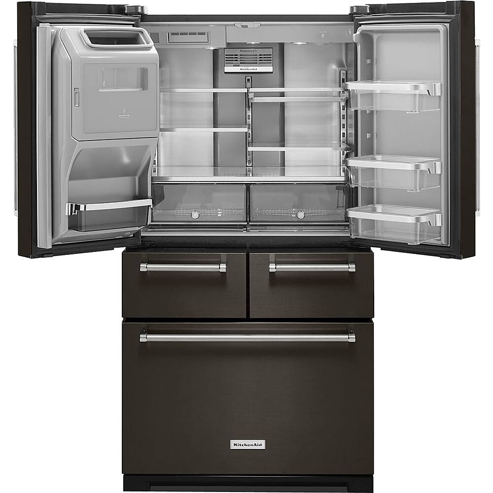 Alt View 12. KitchenAid - 25.8 Cu. Ft. 5-Door French Door Refrigerator - Black Stainless Steel with Printshield Finish.