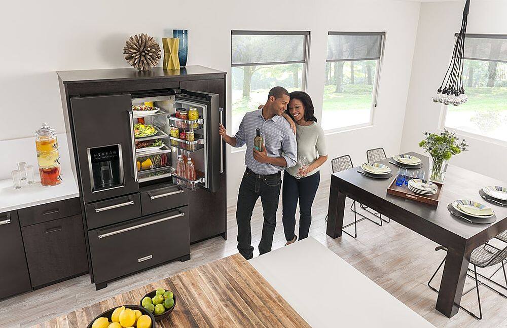 Alt View 19. KitchenAid - 25.8 Cu. Ft. 5-Door French Door Refrigerator - Black Stainless Steel with Printshield Finish.