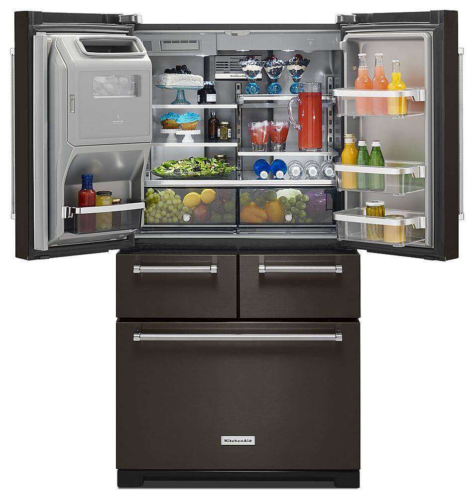 Alt View 2. KitchenAid - 25.8 Cu. Ft. 5-Door French Door Refrigerator - Black Stainless Steel with Printshield Finish.