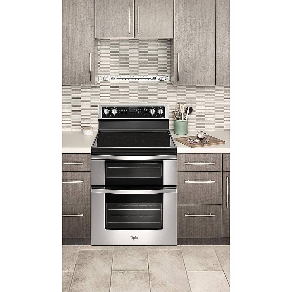 Alt View 17. Whirlpool - 6.7 Cu. Ft. Self-Cleaning Freestanding Double Oven Electric Convection Range - Stainless steel.