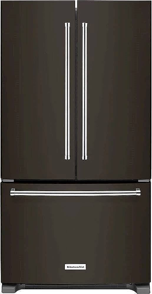 KitchenAid - 20 Cu. Ft. French Door Counter-Depth Refrigerator - Black Stainless Steel - Front_Zoom