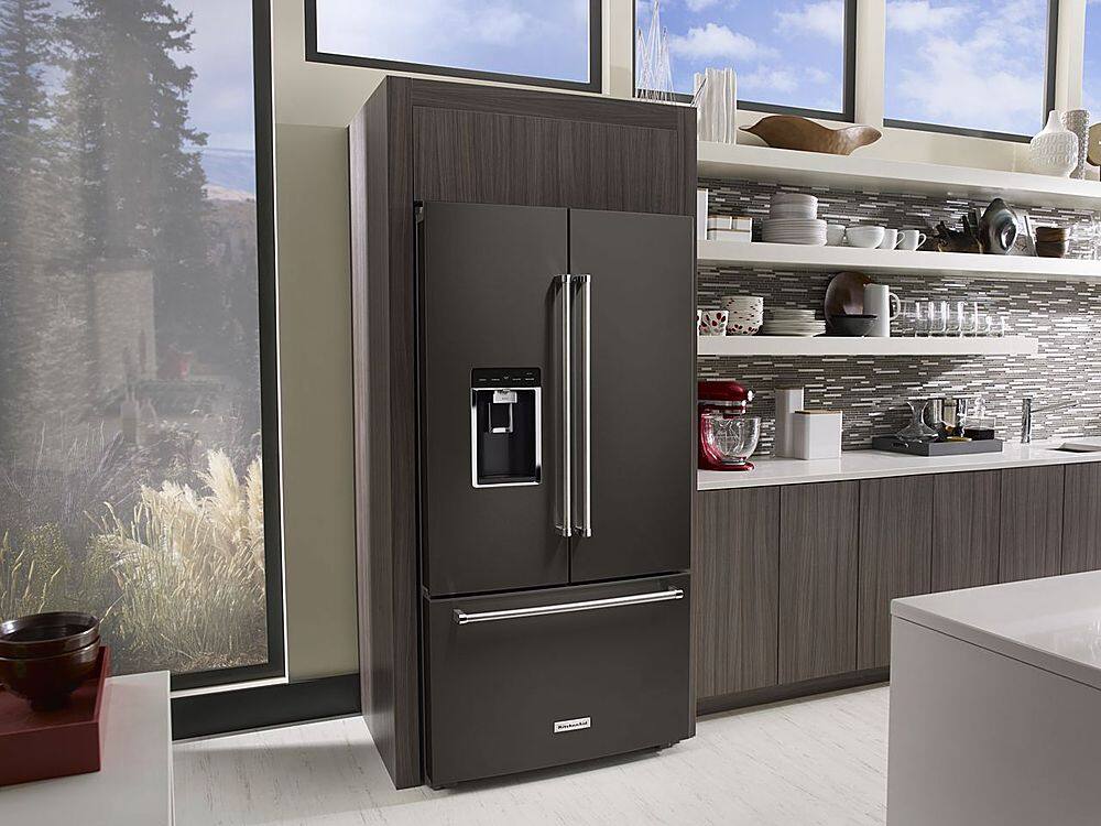 Alt View 14. KitchenAid - 23.8 Cu. Ft. French Door Counter-Depth Refrigerator - Black Stainless Steel with Printshield Finish.