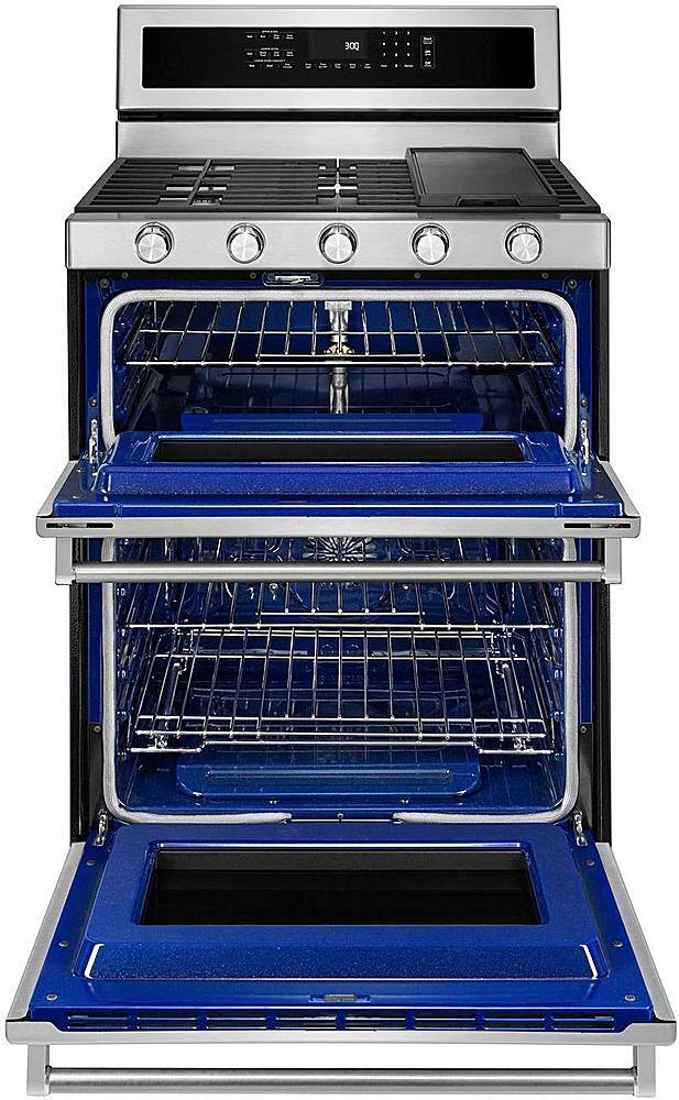 Alt View 11. KitchenAid - 6.0 Cu. Ft. Self-Cleaning Free-Standing Double Oven Gas Convection Range - Stainless steel.