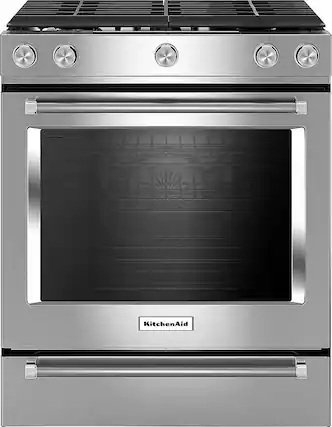 Front. KitchenAid - 5.8 Cu. Ft. Self-Cleaning Slide-In Gas Convection Range - Stainless Steel.