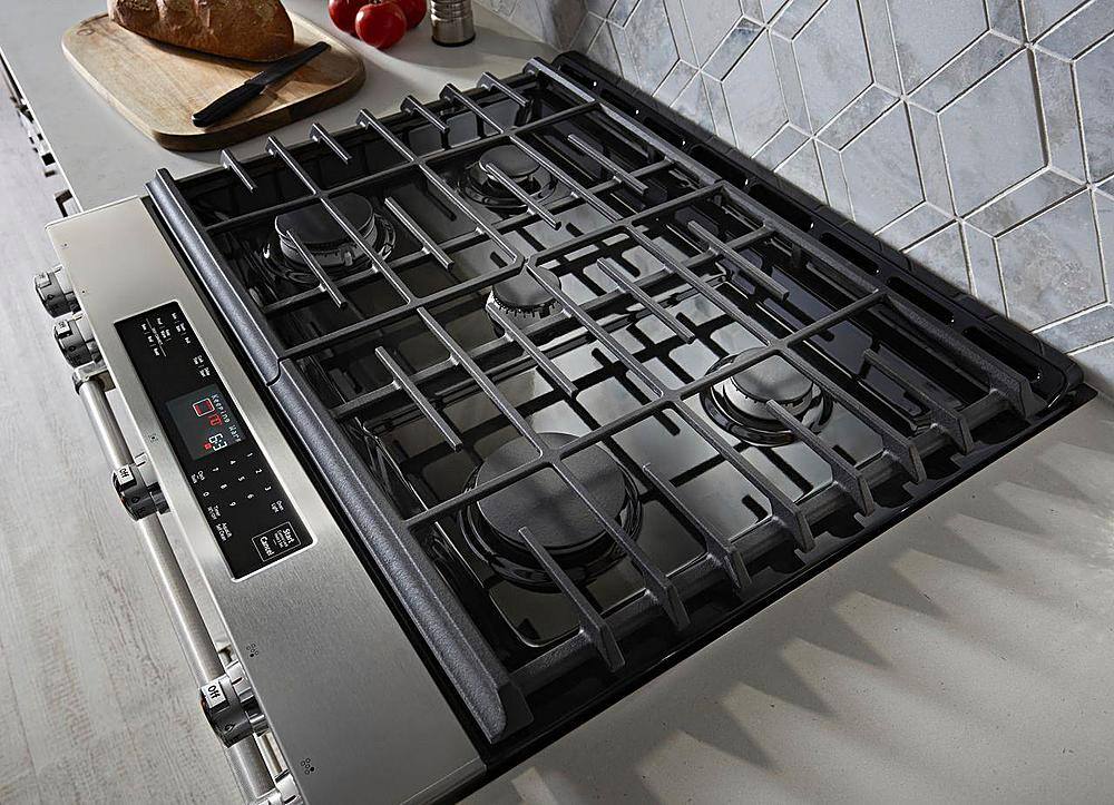 Alt View 12. KitchenAid - 5.8 Cu. Ft. Self-Cleaning Slide-In Gas Convection Range - Stainless Steel.