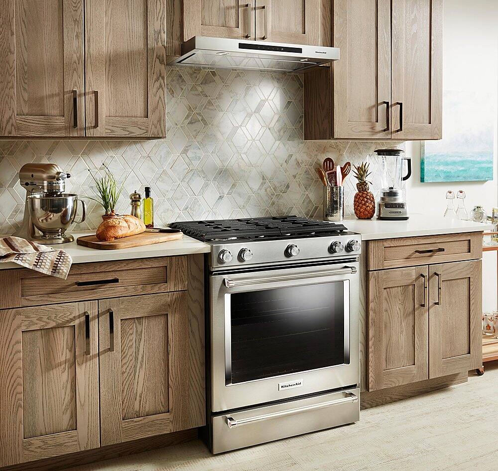 Alt View 15. KitchenAid - 5.8 Cu. Ft. Self-Cleaning Slide-In Gas Convection Range - Stainless Steel.