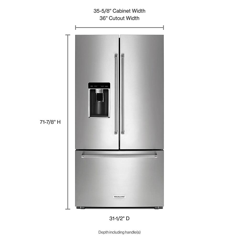Alt View 3. KitchenAid - 23.8 Cu. Ft. French Door Counter-Depth Refrigerator - PrintShield stainless.