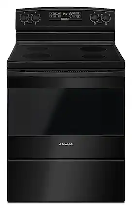 Front. Amana - 4.8 Cu. Ft. Freestanding Electric Range - Black.