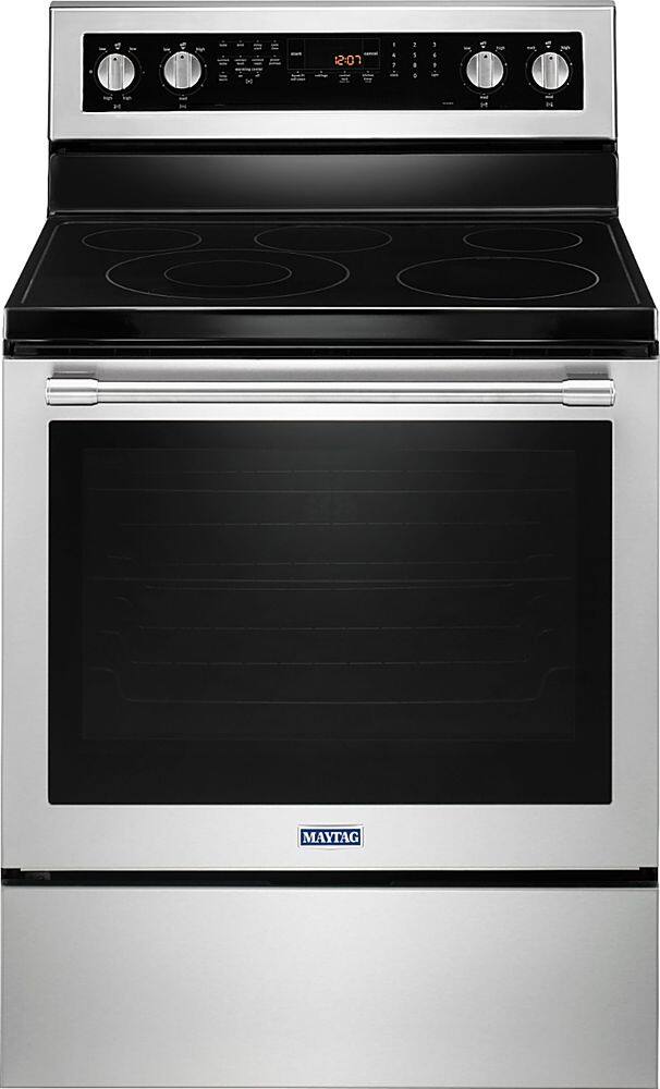 Maytag - 6.4 Cu. Ft. Self-Cleaning Freestanding Fingerprint Resistant Electric Convection Range - Stainless Steel