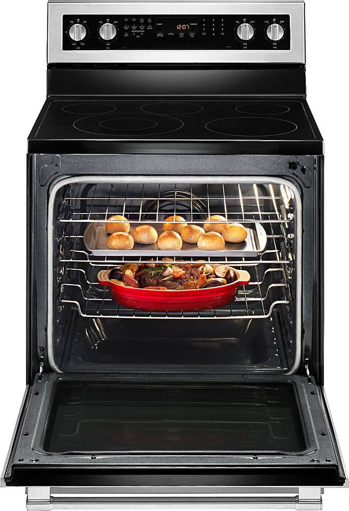 Alt View 14. Maytag - 6.4 Cu. Ft. Self-Cleaning Freestanding Fingerprint Resistant Electric Convection Range - Fingerprint Resistant Stainless Steel.