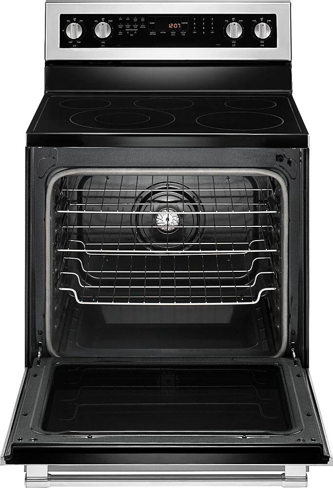 Alt View 16. Maytag - 6.4 Cu. Ft. Self-Cleaning Freestanding Fingerprint Resistant Electric Convection Range - Fingerprint Resistant Stainless Steel.