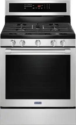 Front. Maytag - 5.8 Cu. Ft. Self-Cleaning Freestanding Fingerprint Resistant Gas Convection Range - Fingerprint Resistant Stainless Steel.