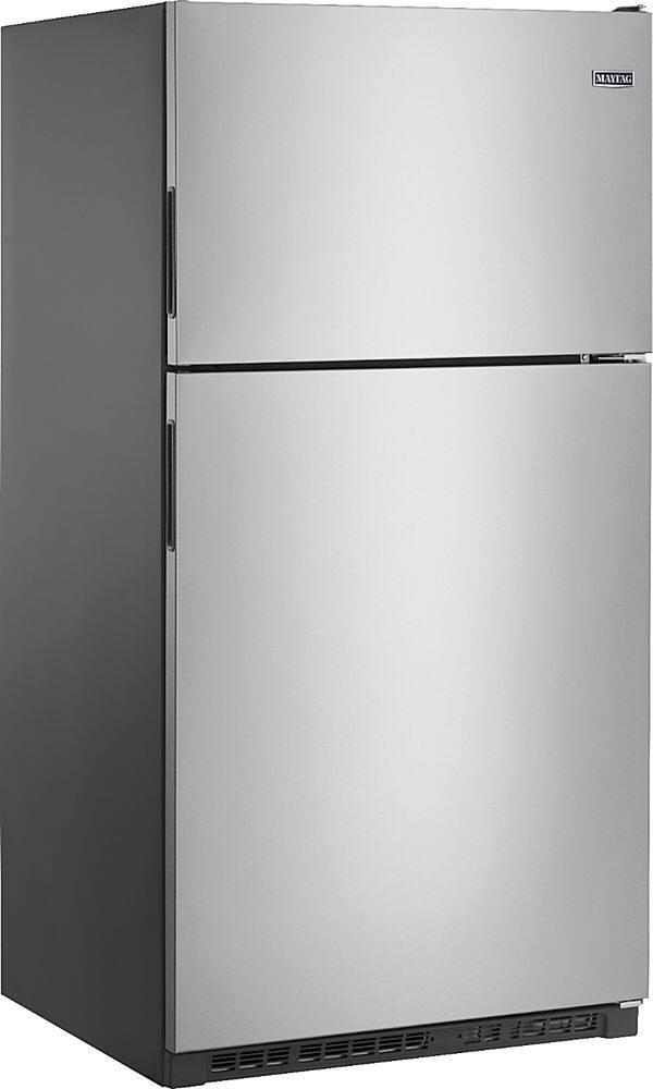 Angle. Maytag - 20.5 Cu. Ft. Top-Freezer Refrigerator - Fingerprint Resistant Stainless Steel.