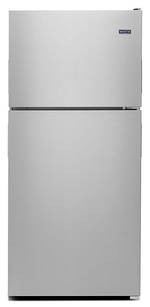 Front. Maytag - 20.5 Cu. Ft. Top-Freezer Refrigerator - Fingerprint Resistant Stainless Steel.