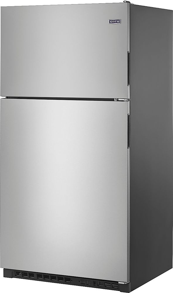 Left View: Maytag - 20.5 Cu. Ft. Top-Freezer Refrigerator - Stainless Steel