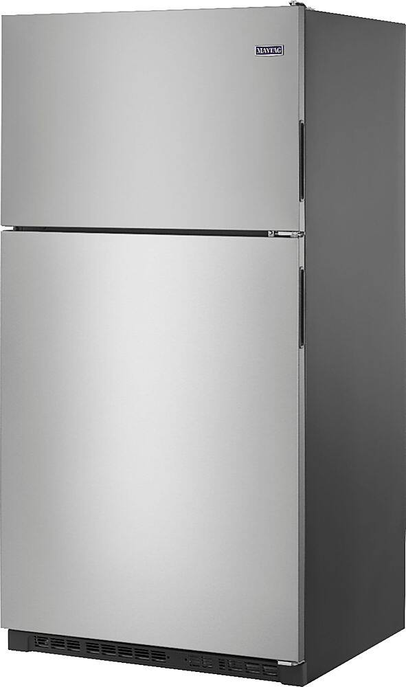 Left. Maytag - 20.5 Cu. Ft. Top-Freezer Refrigerator - Fingerprint Resistant Stainless Steel.