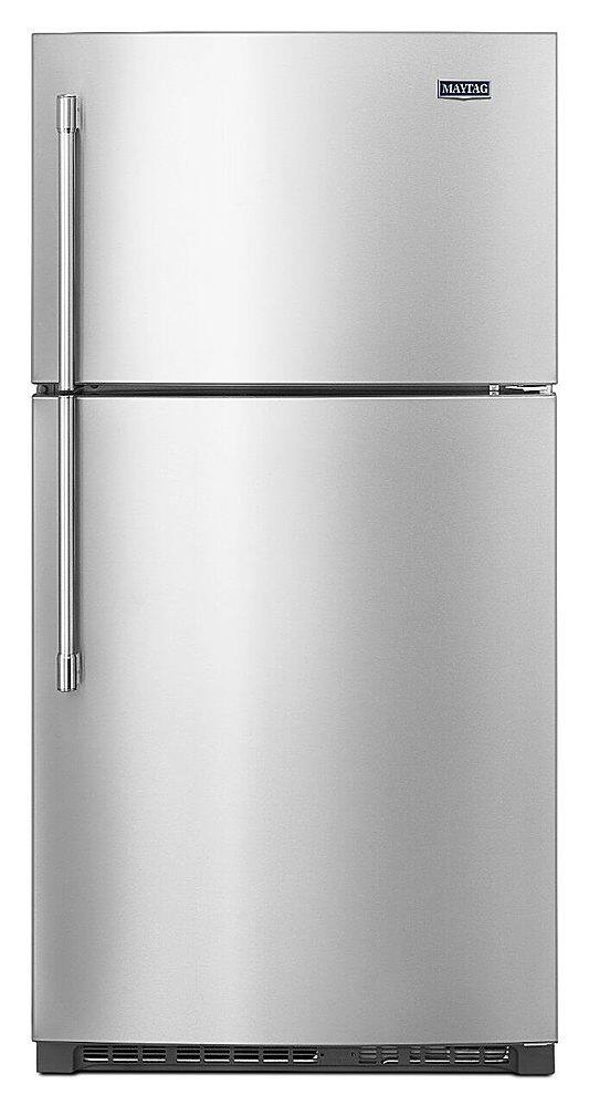 Front. Maytag - 21.2 Cu. Ft. Top-Freezer Refrigerator - Fingerprint Resistant Stainless Steel.