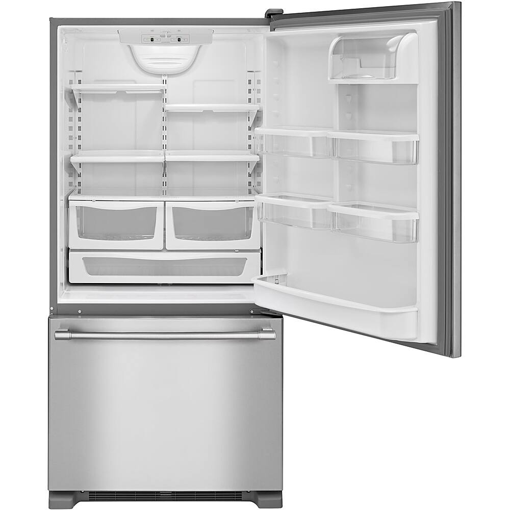 Alt View 11. Maytag - 19 Cu. Ft. Bottom-Freezer Refrigerator with Humidity-Controlled FreshLock Crispers - Fingerprint Resistant Stainless Steel.