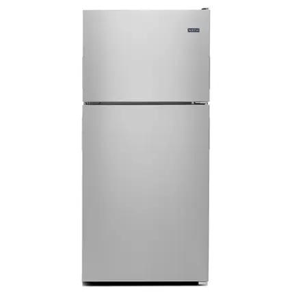 Front. Maytag - 18.1 Cu. Ft. Top-Freezer Refrigerator - Fingerprint Resistant Stainless Steel.