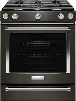 KitchenAid - 5.8 Cu. Ft. Slide-In Gas Convection Range - Black Stainless Steel