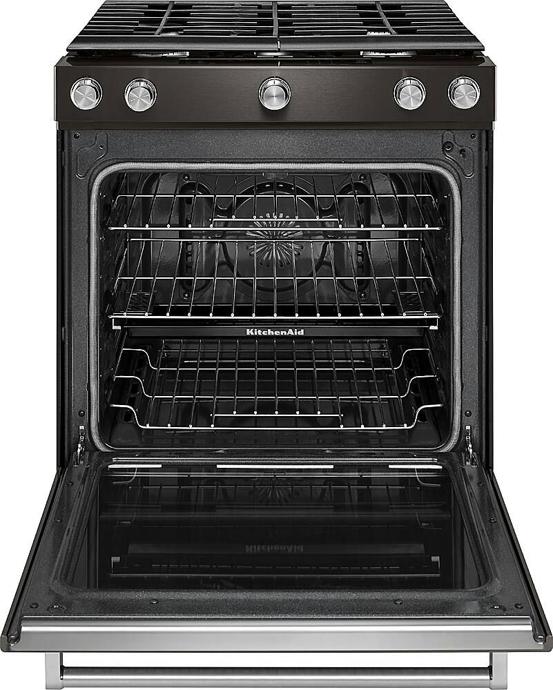 KitchenAid 5.8 Cu. Ft. SlideIn Gas Convection Range Black Stainless