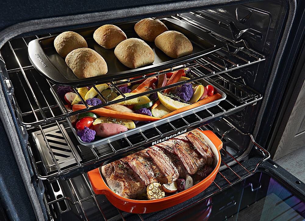 Alt View 12. KitchenAid - 5.8 Cu. Ft. Slide-In Gas Convection Range - Black Stainless Steel with Printshield Finish.