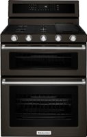 KitchenAid - 6.0 Cu. Ft. Self-Cleaning Freestanding Double Oven Gas Convection Range - Black Stainless Steel - Front_Zoom