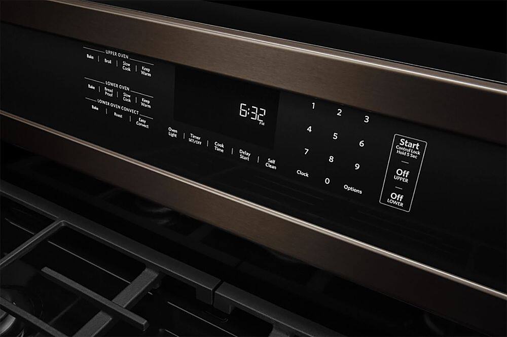 Alt View 1. KitchenAid - 6.0 Cu. Ft. Self-Cleaning Freestanding Double Oven Gas Convection Range - Black Stainless Steel with Printshield Finish.