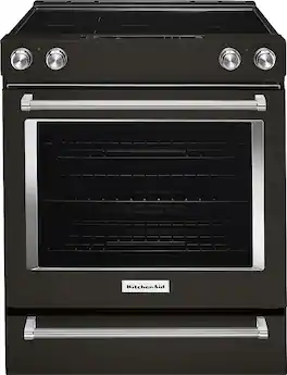 KitchenAid - 6.4 Cu. Ft. Self-Cleaning Slide-In Electric Convection Range - Black Stainless Steel