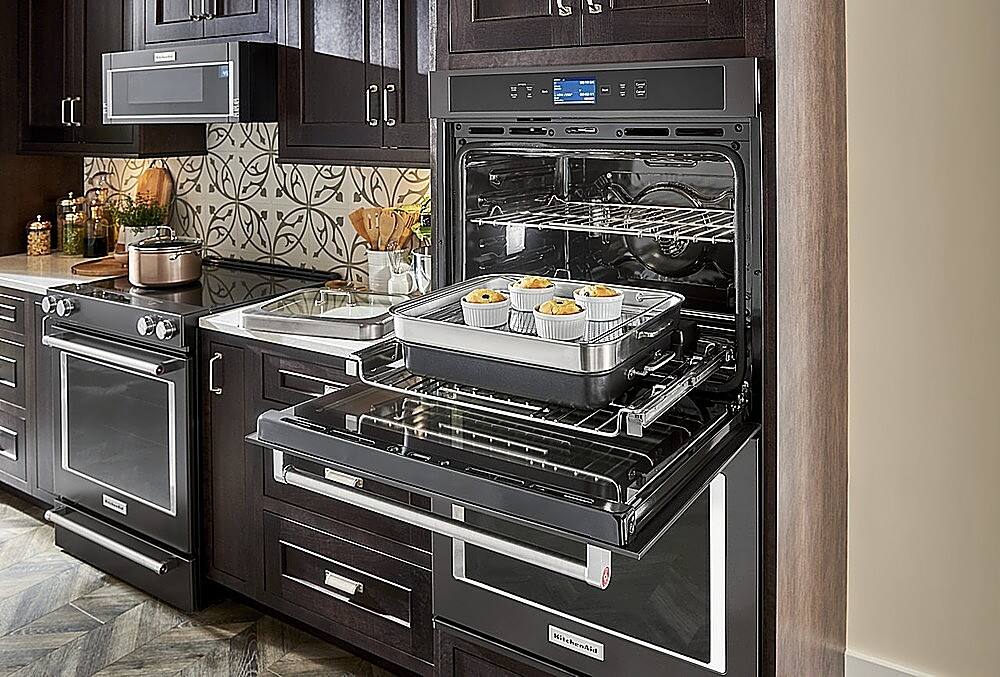 Alt View 12. KitchenAid - 6.4 Cu. Ft. Self-Cleaning Slide-In Electric Convection Range - Black Stainless Steel with Printshield Finish.