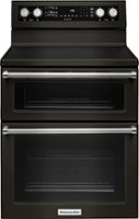 KitchenAid - 6.7 Cu. Ft. Self-Cleaning Freestanding Double Oven Electric Convection Range - Black Stainless Steel - Front_Zoom