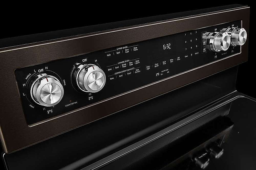 Alt View 16. KitchenAid - 6.7 Cu. Ft. Self-Cleaning Freestanding Double Oven Electric Convection Range - Black Stainless Steel with Printshield Finish.