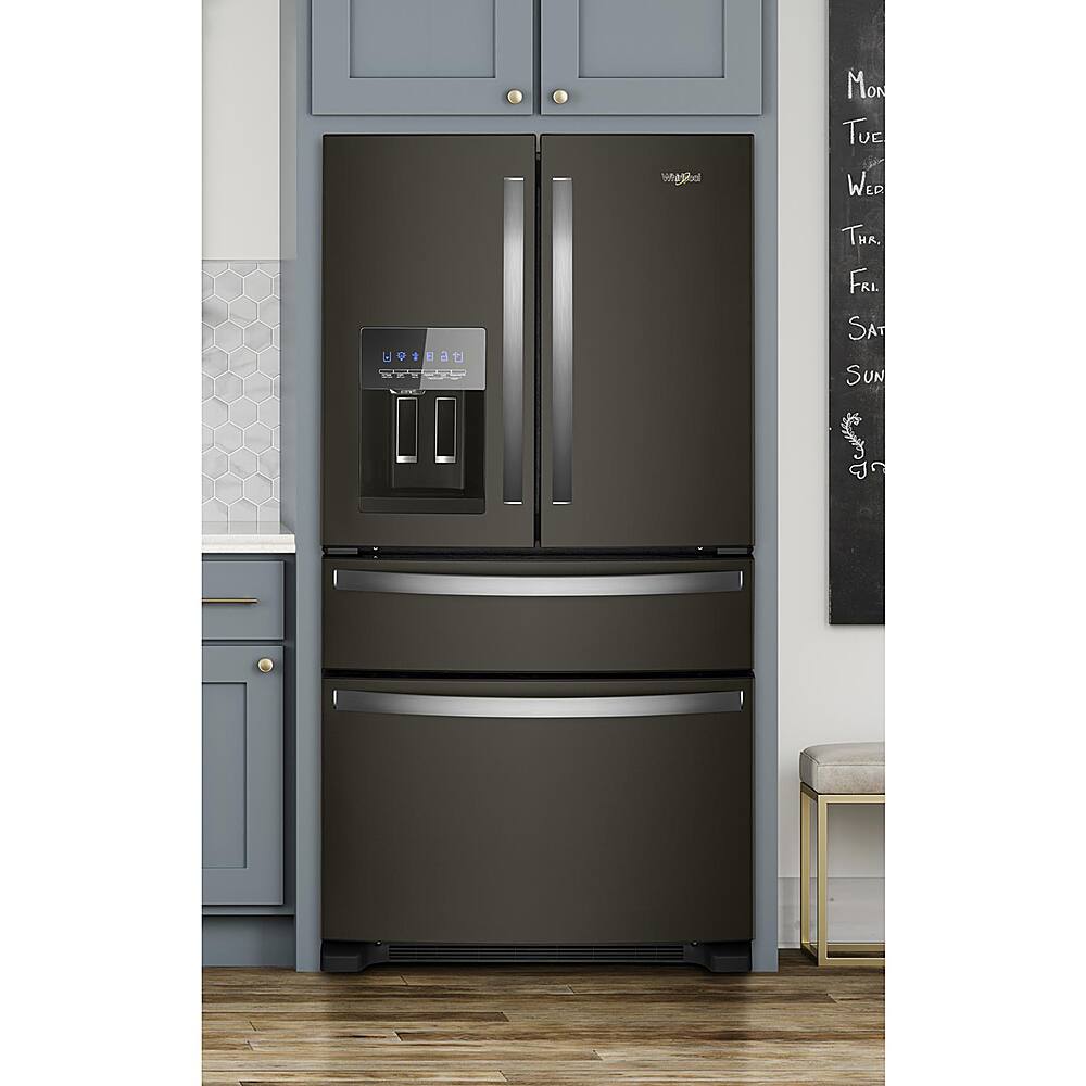 Alt View 5. Whirlpool - 24.5 Cu. Ft. 4-Door French Door Refrigerator - Black Stainless Steel with PrintShield Finish.