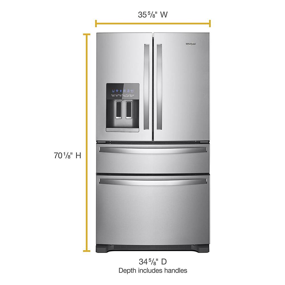 Alt View 3. Whirlpool - 24.5 Cu. Ft. 4-Door French Door Refrigerator - Fingerprint Resistant Stainless Steel.