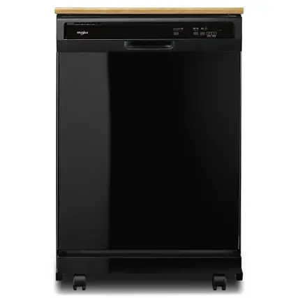 Front. Whirlpool - 24" Front Control Tall Tub Portable Dishwasher - Black.