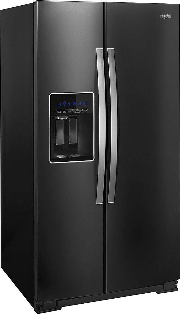 Angle. Whirlpool - 28.4 Cu. Ft. Side-by-Side Refrigerator with In-Door-Ice Storage - Black Stainless Steel with Printshield Finish.